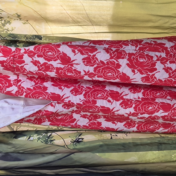 Red and White Mini Dress with Floral Pattern - Picture 4 of 4